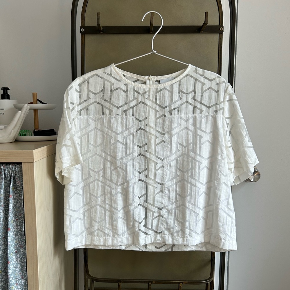 Meg Shops cropped windowpane blouse